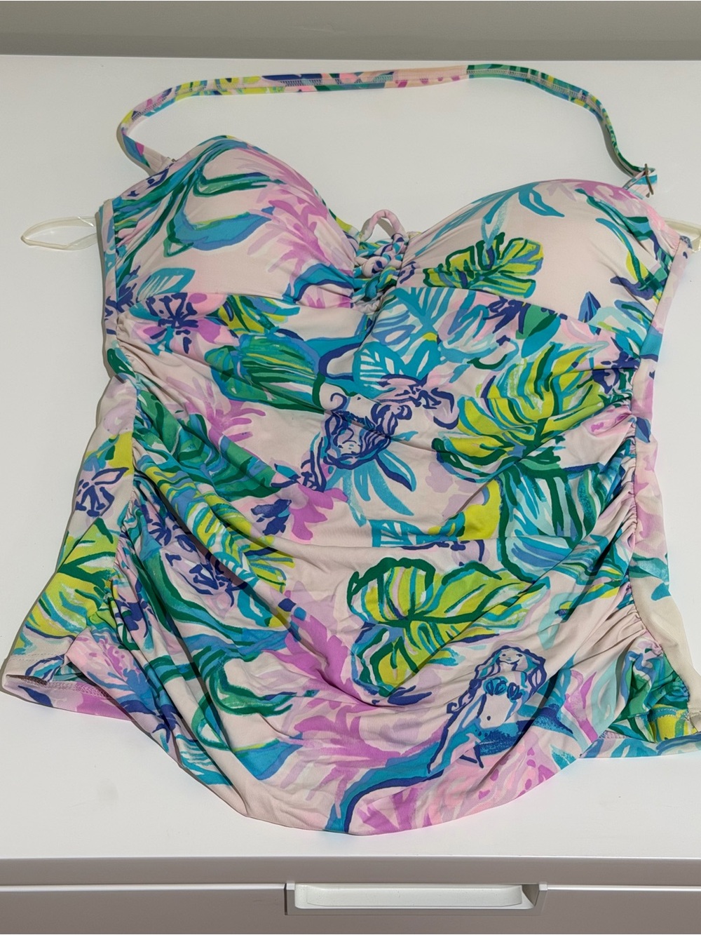Lilly Pulitzer Pastel Pink and Lime Green Floral Swim Top
